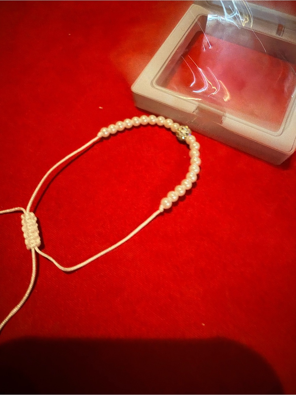 Adjustable Pearl Crystal Bead Bracelet - White